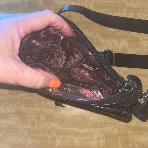 Brighton Black & Brown leather faux Crocodile texture Embossed Crossbody Bag - Picture 10 of 13